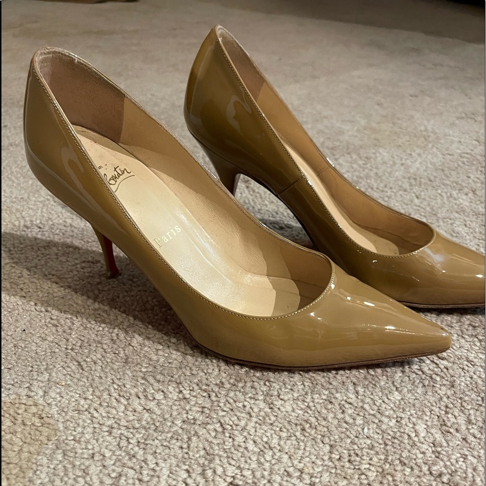 Christian Louboutin Tan Patent Leather Heels
